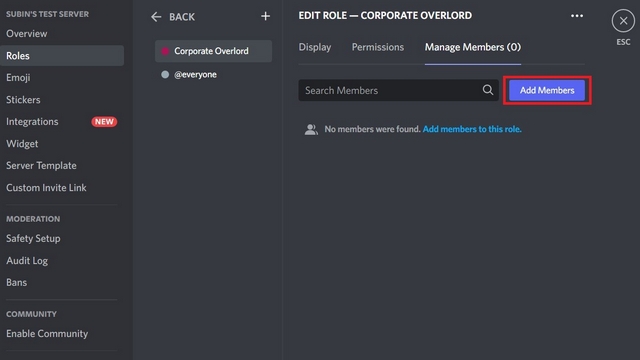 పాత్రకు సభ్యులను జోడించండి